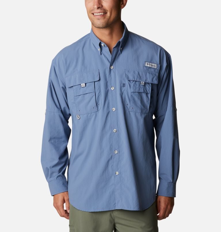 Men\'s Columbia PFG Bahama II Long Sleeve Shirts Blue | CA-V8460