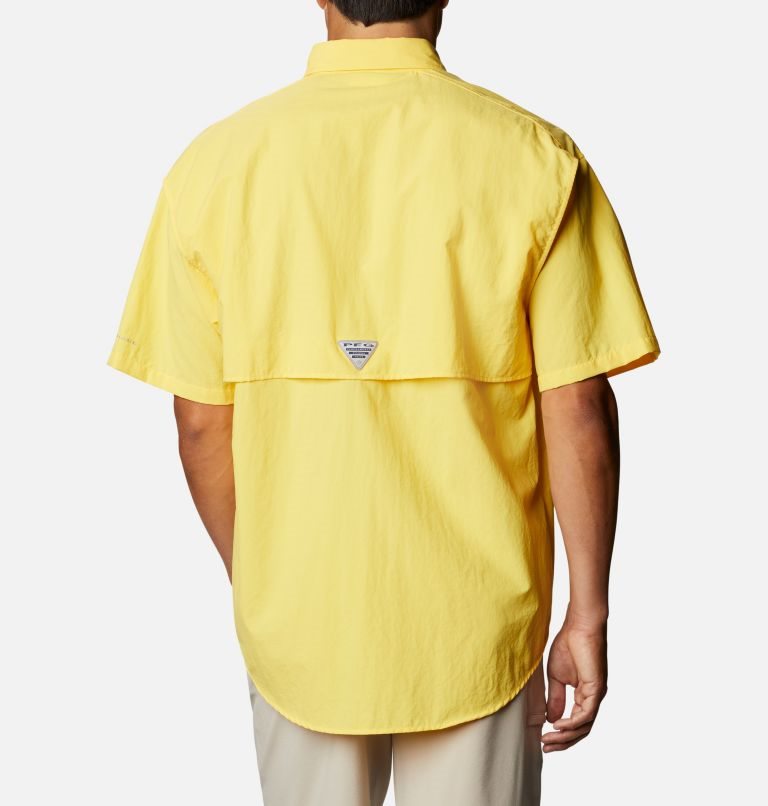 Men's Columbia PFG Bahama II Short Sleeve Shirts Yellow | CA-B8C54