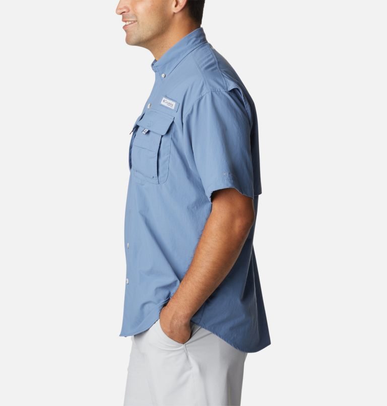 Men's Columbia PFG Bahama II Short Sleeve Shirts Light Blue | CA-C4CAL