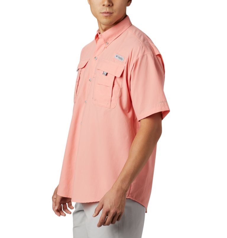 Men's Columbia PFG Bahama II Short Sleeve Shirts Pink | CA-E1L46