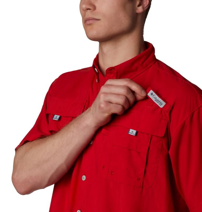 Men's Columbia PFG Bahama II Short Sleeve Shirts Red | CA-IC50L