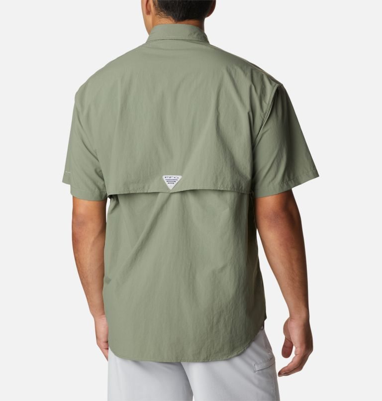 Men's Columbia PFG Bahama II Short Sleeve Shirts Olive | CA-M1C0A