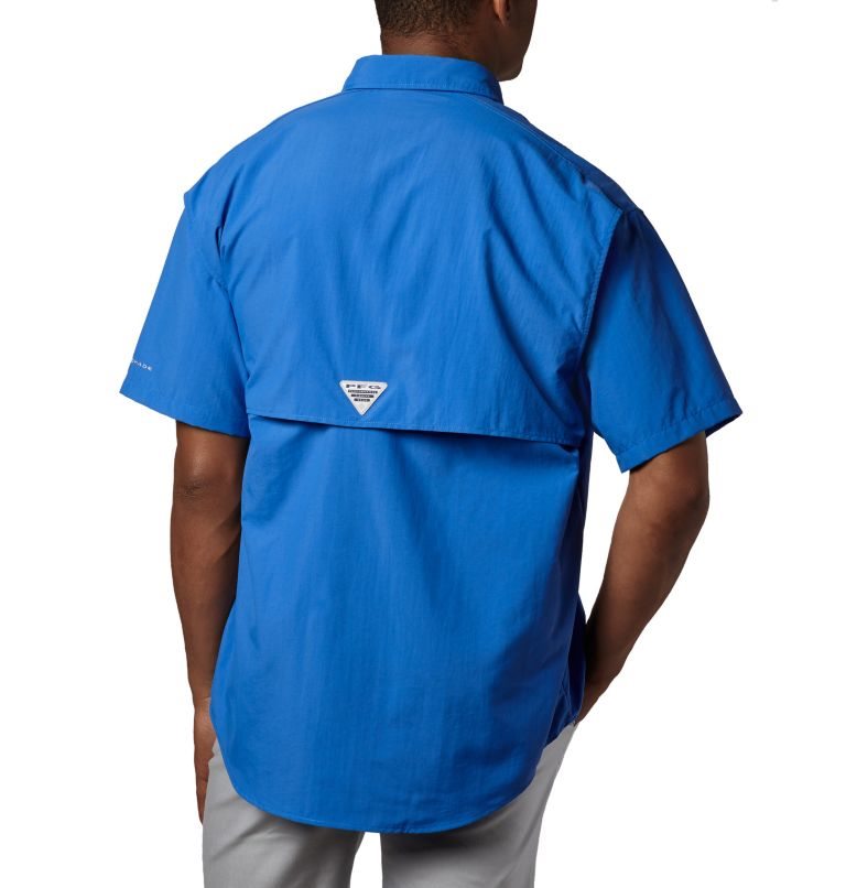 Men's Columbia PFG Bahama II Short Sleeve Shirts Blue | CA-Q0453