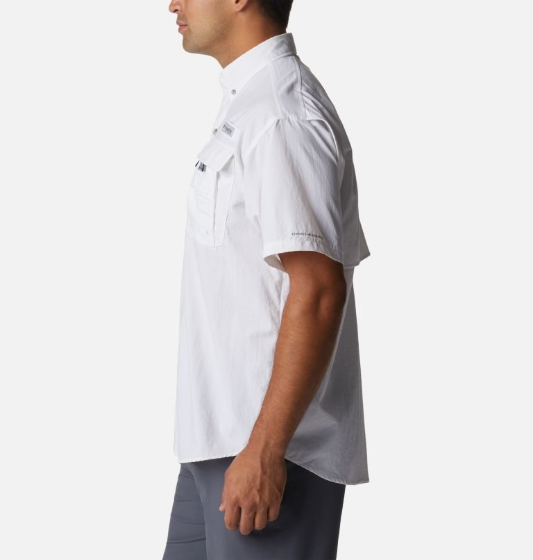 Men's Columbia PFG Bahama Icon Short Sleeve Shirts White | CA-UC034