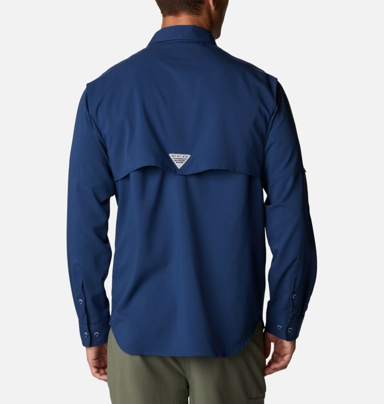 Men's Columbia PFG Blood and Guts IV Woven Long Sleeve Shirts Navy | CA-B1C58