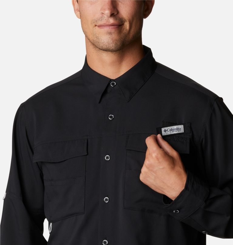 Men's Columbia PFG Blood and Guts IV Woven Long Sleeve Shirts Black | CA-E6A08