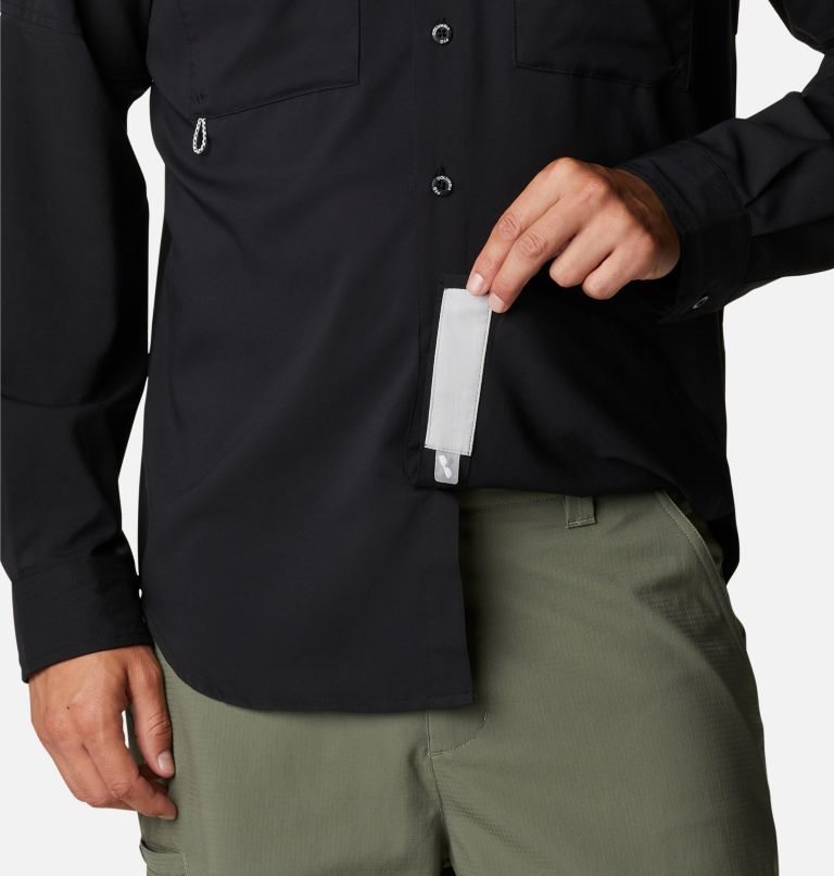 Men's Columbia PFG Blood and Guts IV Woven Long Sleeve Shirts Black | CA-E6A08