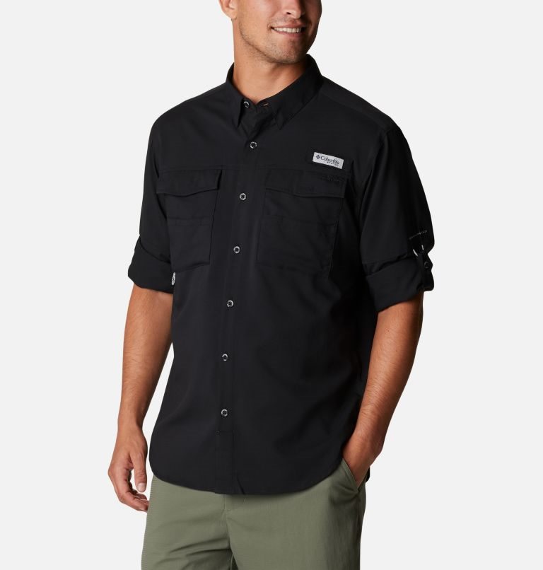 Men's Columbia PFG Blood and Guts IV Woven Long Sleeve Shirts Black | CA-E6A08