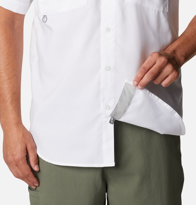 Men's Columbia PFG Blood and Guts IV Woven Short Sleeve Shirts White | CA-ELAC5