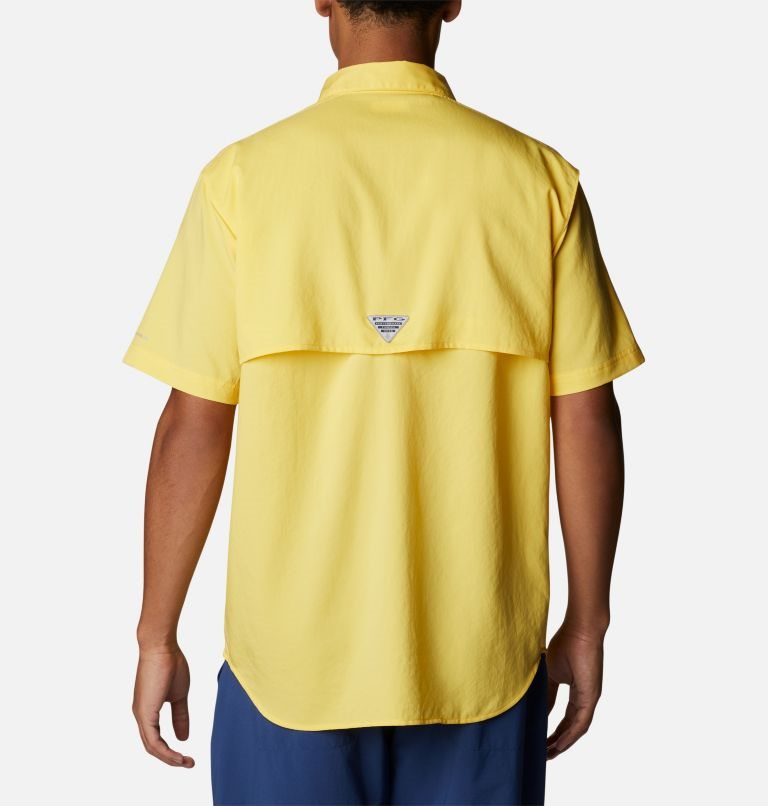 Men's Columbia PFG Blood and Guts IV Woven Short Sleeve Shirts Yellow | CA-H065L