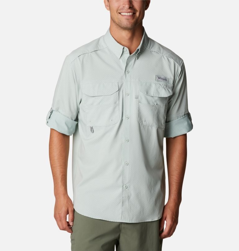 Men's Columbia PFG Blood and Guts Zero Woven Long Sleeve Shirts Mint | CA-I356A