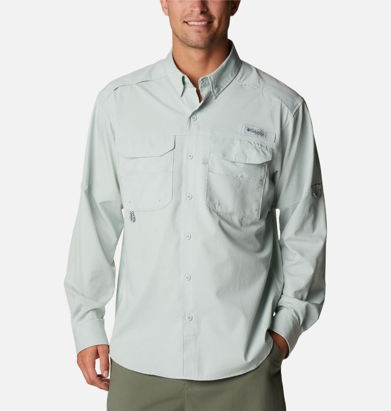 Men\'s Columbia PFG Blood and Guts Zero Woven Long Sleeve Shirts Mint | CA-I356A