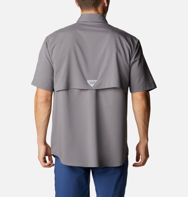 Men's Columbia PFG Blood and Guts Zero Woven Short Sleeve Shirts Grey | CA-X5AL4