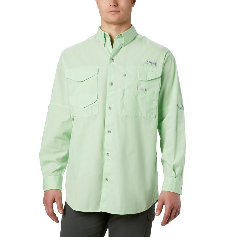 Men\'s Columbia PFG Bonehead Long Sleeve Shirts Mint | CA-O6C13