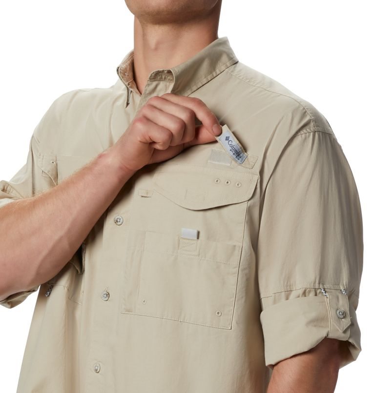 Men's Columbia PFG Bonehead Long Sleeve Shirts Khaki | CA-SA3C1