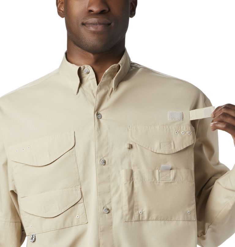 Men's Columbia PFG Bonehead Long Sleeve Shirts Khaki | CA-SA3C1