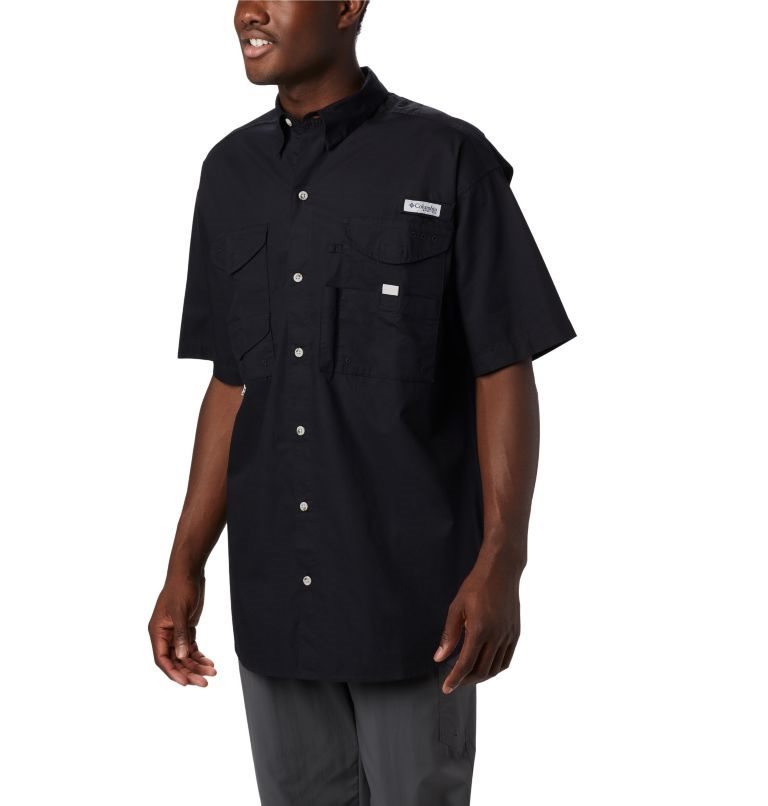 Men\'s Columbia PFG Bonehead Short Sleeve Shirts Black | CA-A31LC