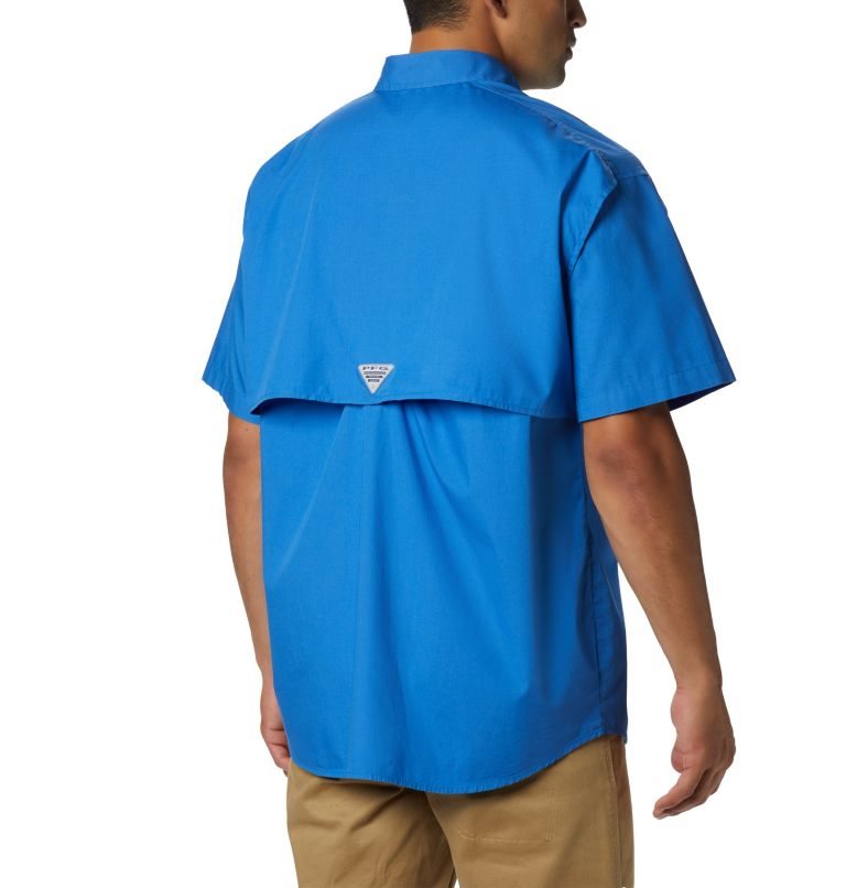 Men's Columbia PFG Bonehead Short Sleeve Shirts Blue | CA-B8463