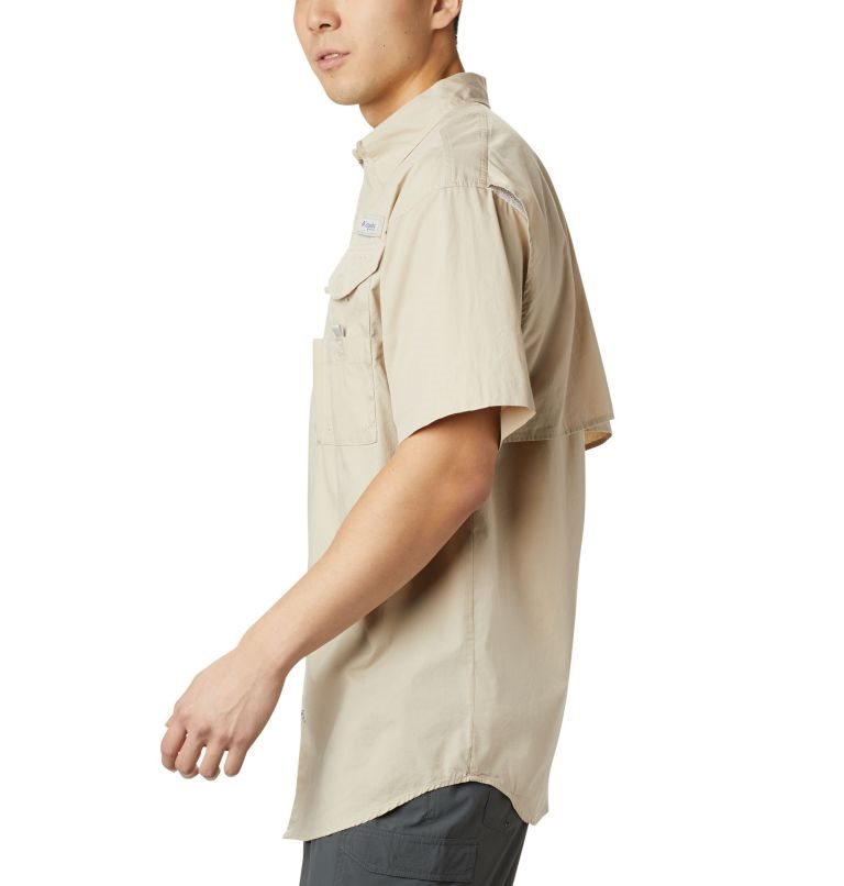 Men's Columbia PFG Bonehead Short Sleeve Shirts Khaki | CA-O61L5