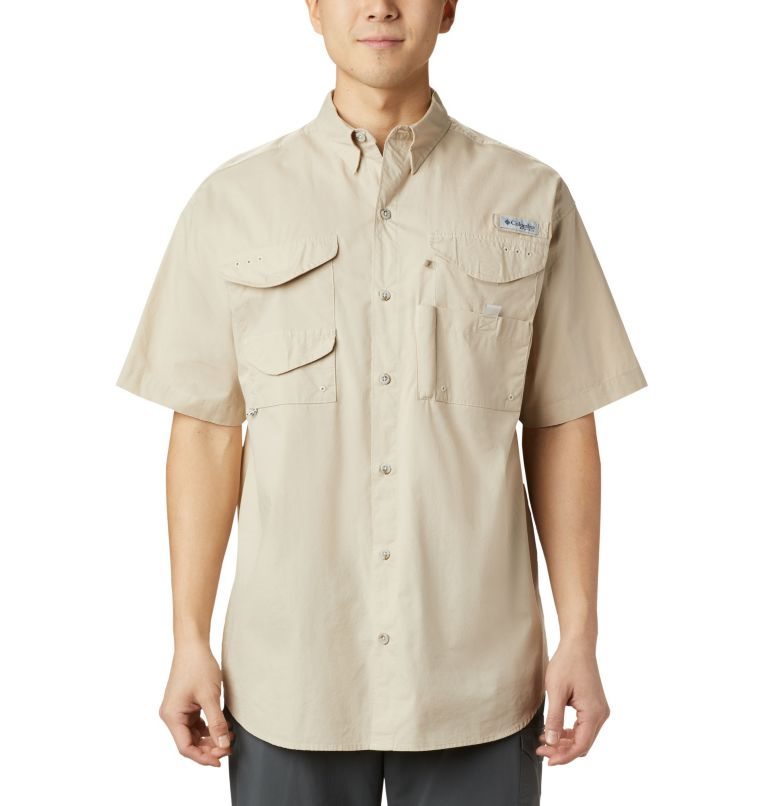 Men\'s Columbia PFG Bonehead Short Sleeve Shirts Khaki | CA-O61L5