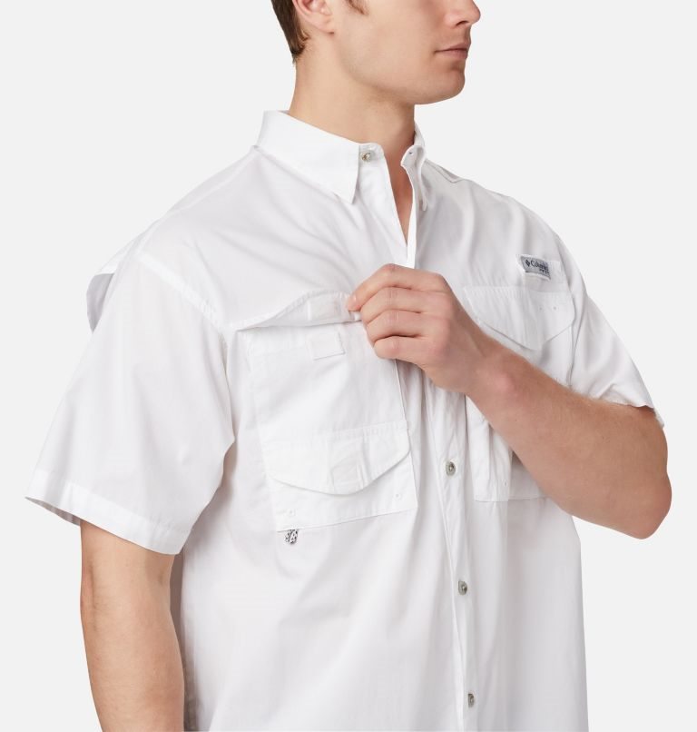 Men's Columbia PFG Bonehead Short Sleeve Shirts White | CA-P465C