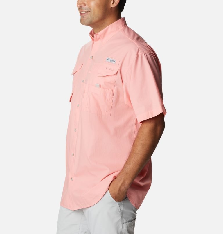 Men's Columbia PFG Bonehead Short Sleeve Shirts Pink | CA-S56L3