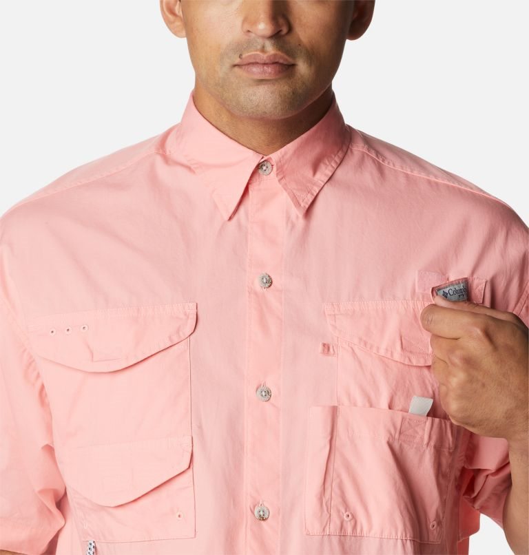 Men's Columbia PFG Bonehead Short Sleeve Shirts Pink | CA-S56L3