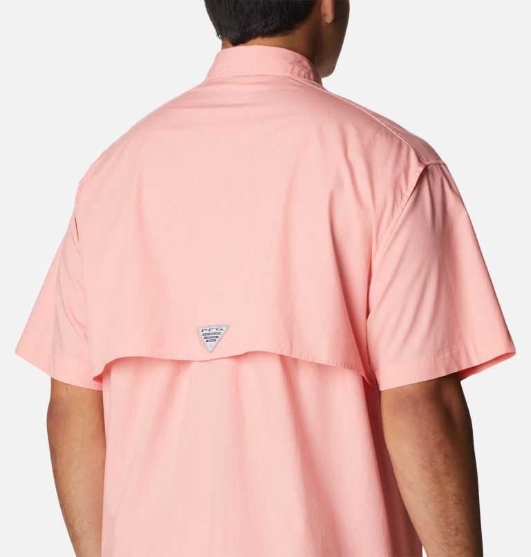 Men's Columbia PFG Bonehead Short Sleeve Shirts Pink | CA-S56L3