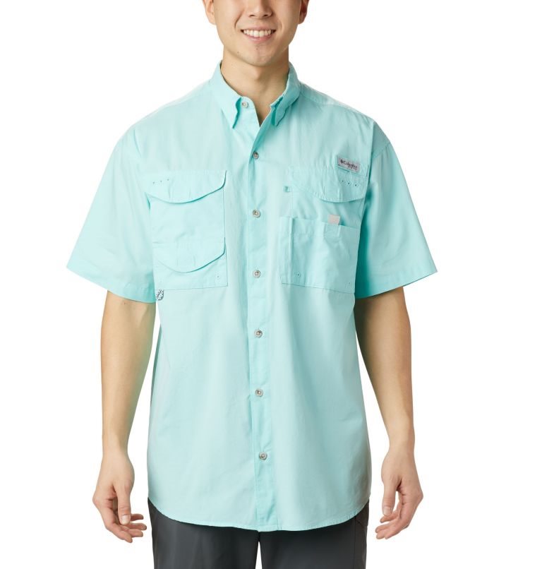 Men\'s Columbia PFG Bonehead Short Sleeve Shirts Turquoise | CA-U85C4