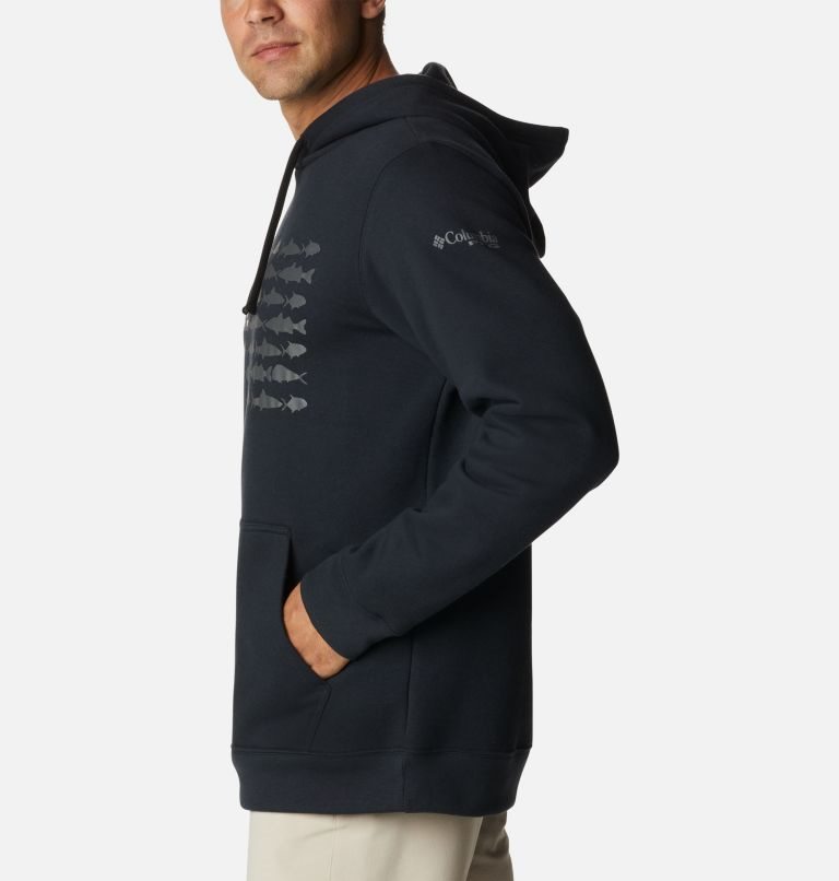 Men's Columbia PFG Fish Flag II Hoodie Black | CA-AALC1