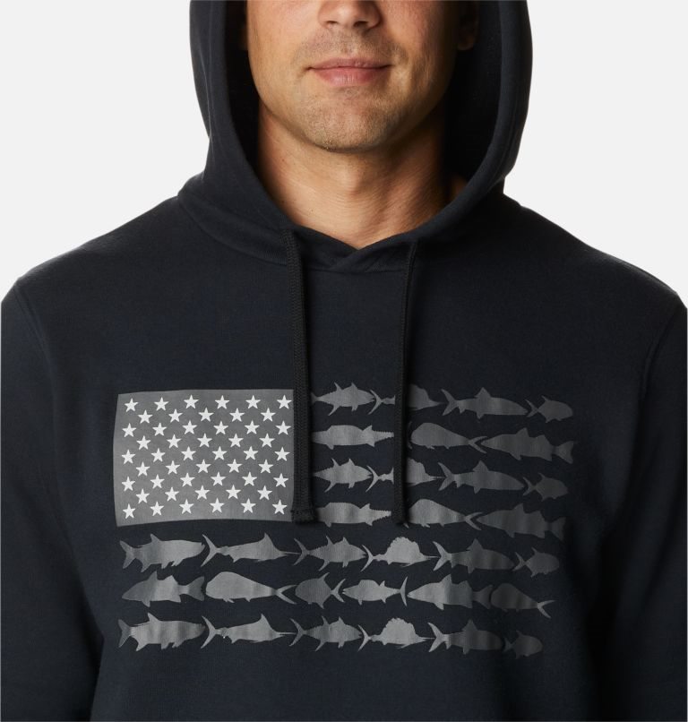 Men's Columbia PFG Fish Flag II Hoodie Black | CA-AALC1