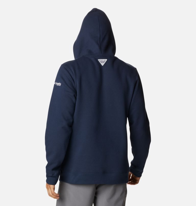 Men's Columbia PFG Fish Flag II Hoodie Navy | CA-Z5630