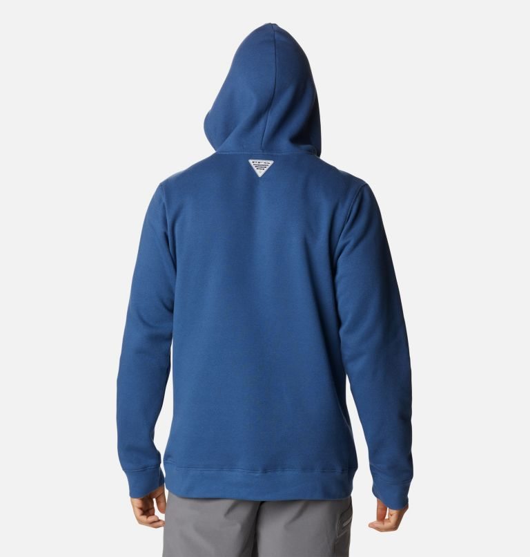 Men's Columbia PFG Fish Logo Hoodie Blue | CA-P65L4