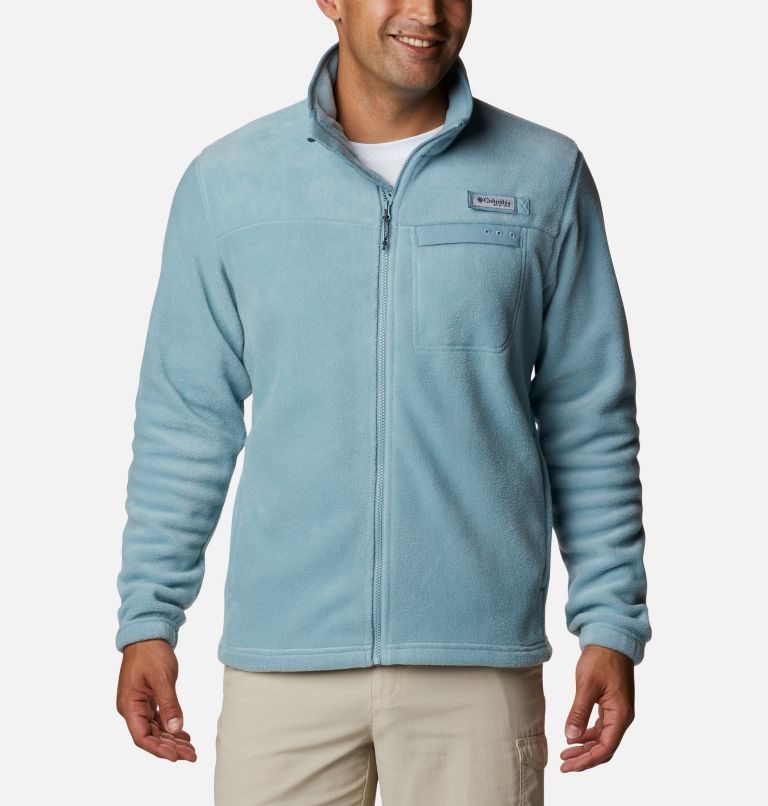 Men's Columbia PFG Grander Marlin MTR Fleece Jackets Turquoise | CA-J86LA