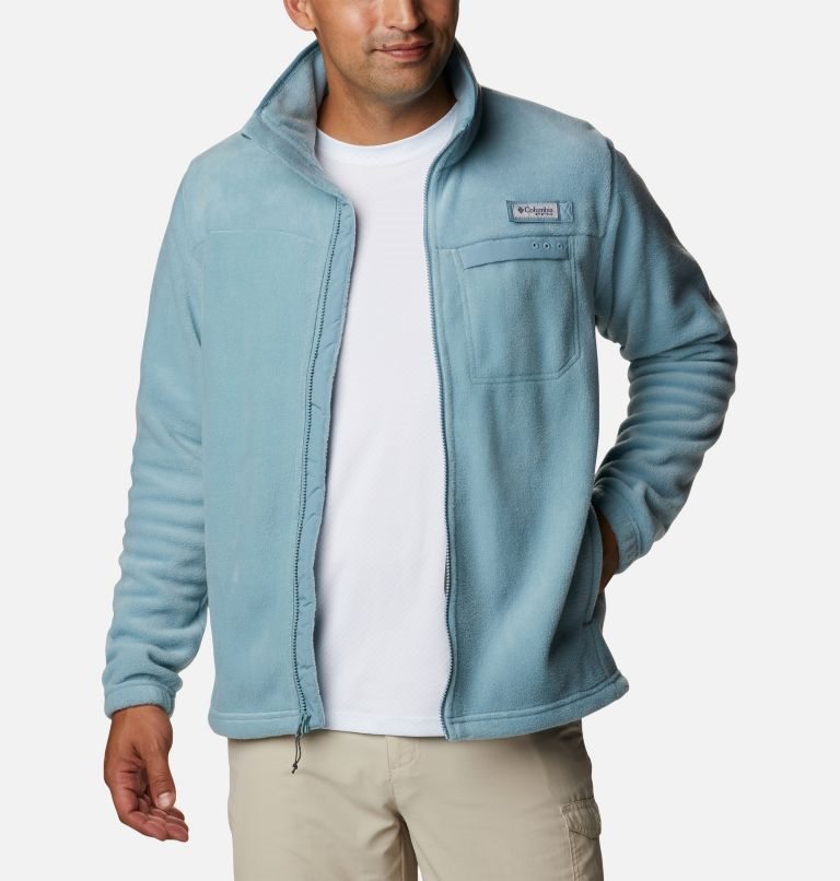 Men\'s Columbia PFG Grander Marlin MTR Fleece Jackets Turquoise | CA-J86LA