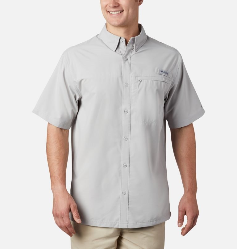 Men\'s Columbia PFG Grander Marlin Short Sleeve Shirts Light Grey | CA-X0L81