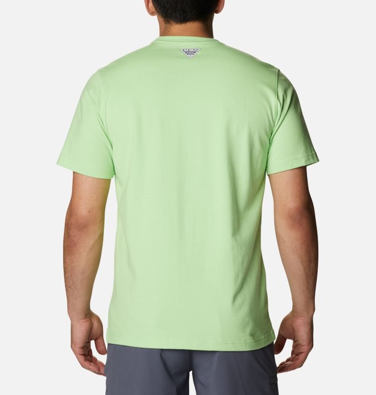 Men's Columbia PFG Icon Pocket T Shirts Green | CA-K4L60