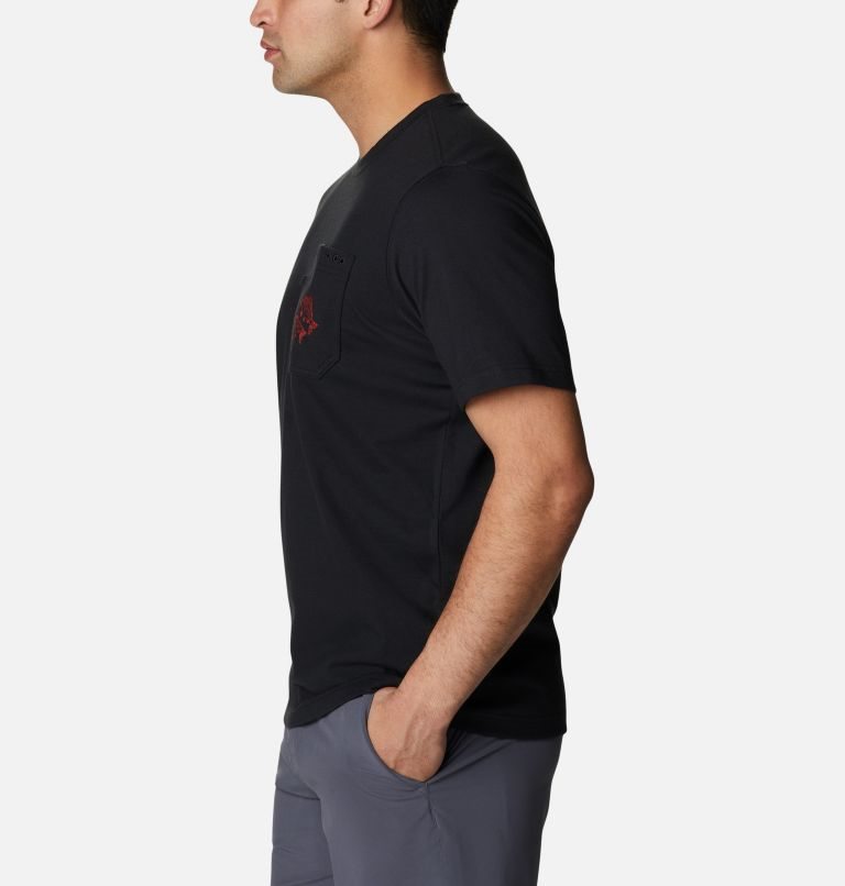 Men's Columbia PFG Icon Pocket T Shirts Black | CA-YC068