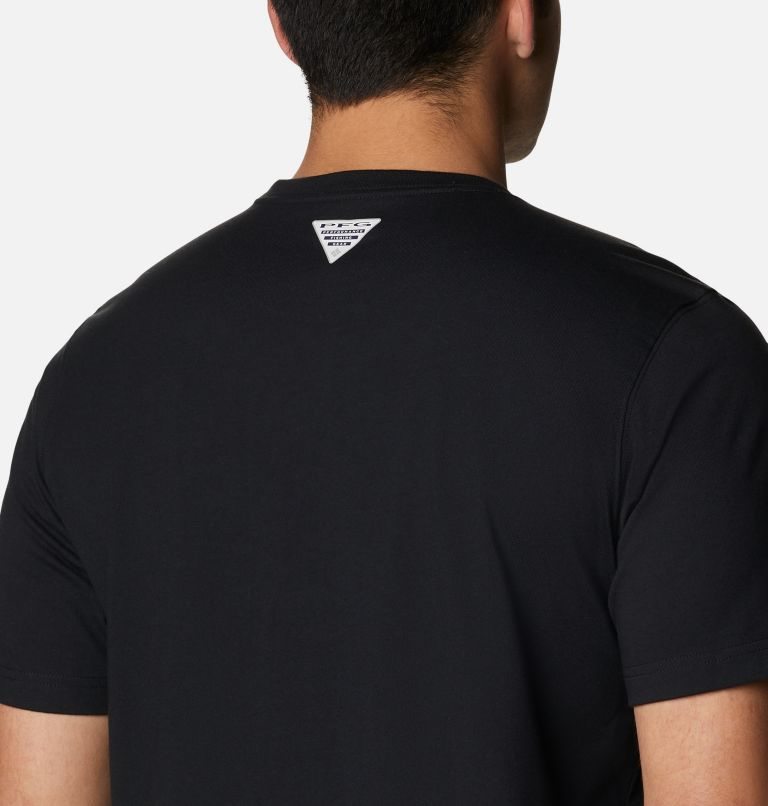 Men's Columbia PFG Icon Pocket T Shirts Black | CA-YC068