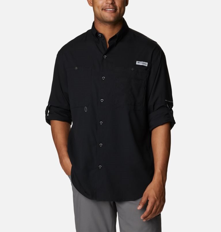 Men's Columbia PFG Jekyll Island Long Sleeve Shirts Black | CA-HA145