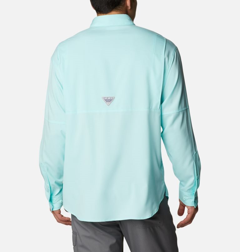 Men's Columbia PFG Jekyll Island Long Sleeve Shirts Turquoise | CA-V501A