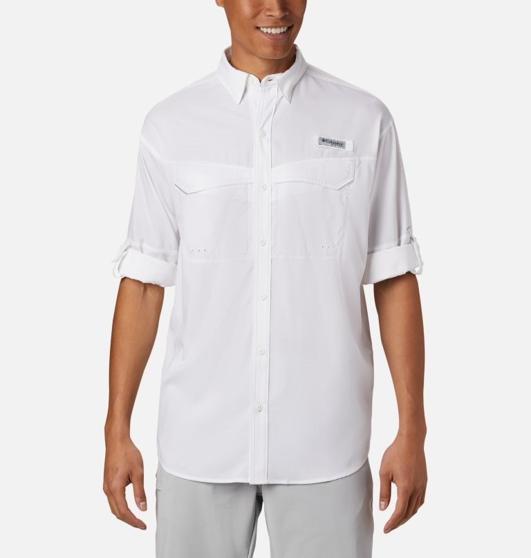 Men's Columbia PFG Low Drag Offshore Long Sleeve Shirts White | CA-G084C