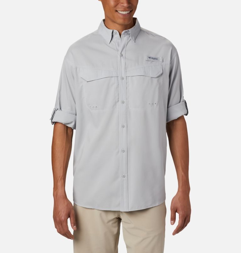 Men's Columbia PFG Low Drag Offshore Long Sleeve Shirts Light Grey | CA-JC54A