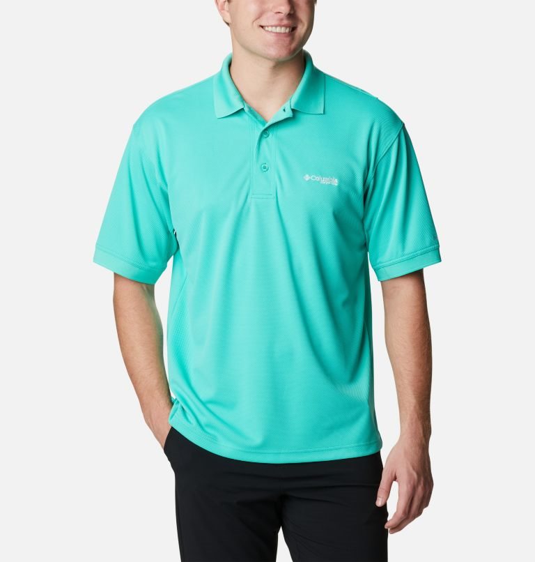 Men\'s Columbia PFG Perfect Cast Polo Shirts Turquoise | CA-H16L0