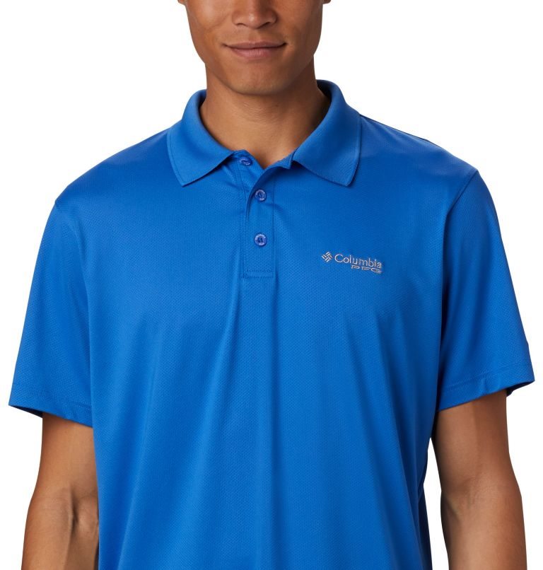 Men's Columbia PFG Skiff Cast Polo Shirts Blue | CA-I0C34