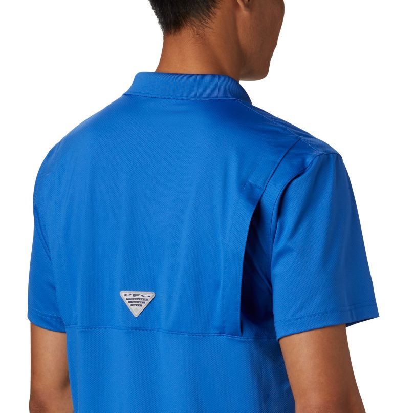 Men's Columbia PFG Skiff Cast Polo Shirts Blue | CA-I0C34