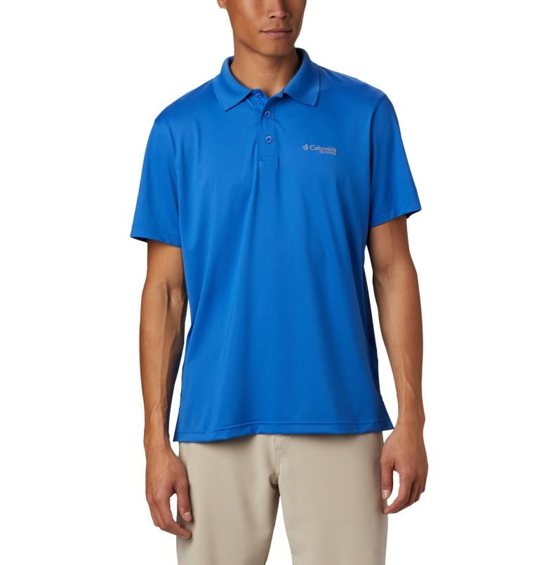 Men\'s Columbia PFG Skiff Cast Polo Shirts Blue | CA-I0C34