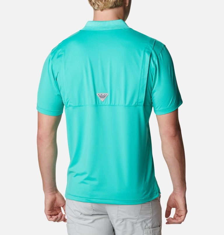 Men's Columbia PFG Skiff Cast Polo Shirts Turquoise | CA-I3L60