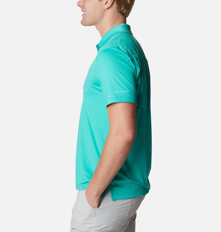 Men's Columbia PFG Skiff Cast Polo Shirts Turquoise | CA-I3L60