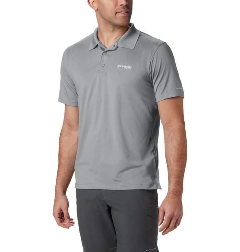 Men\'s Columbia PFG Skiff Cast Polo Shirts Grey | CA-S130L